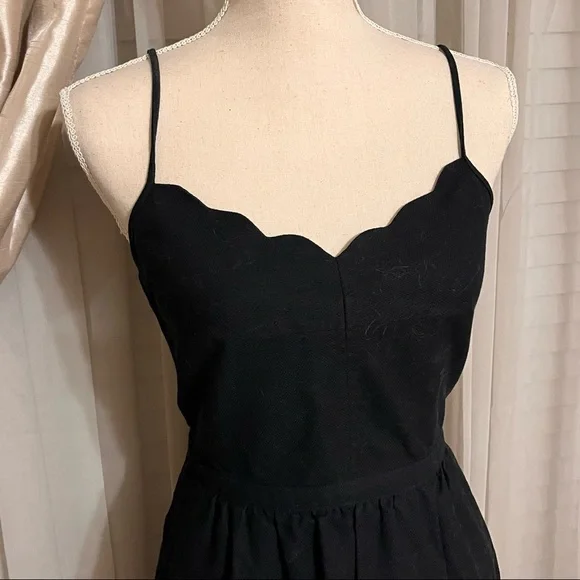 J Crew Black Scalloped Fit Flare Dress - Picture 2 of 5